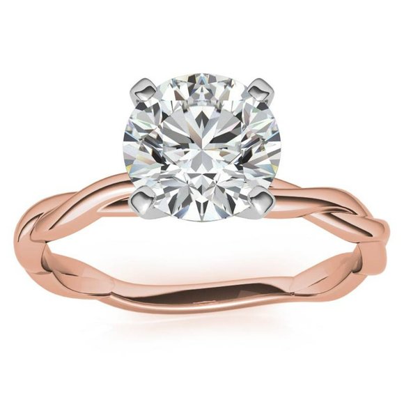 3.0Carat -9.0mm Round Petite Twisted Infinity Moissanite Solitaire Ring - Picture 2 of 16